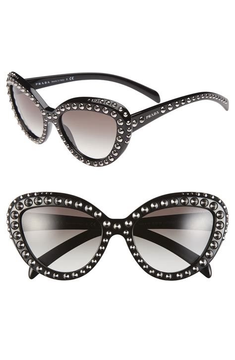 prada cat eye sunglasses 55mm|Prada cat eye studded sunglasses.